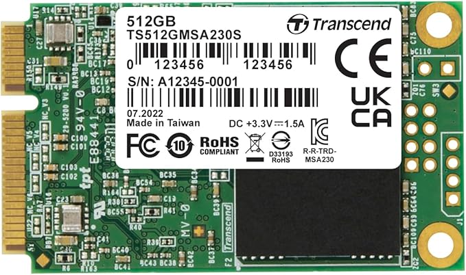 Transcend 512GB mSATA SSD with Dram Cache, Up to 560MB/s, Mini SATA III 6G/s Internal Solid State Drive for Ultrabook, Desktop, Tablet, PC, GPS, Server, 3D TLC NAND Flash, LDPC Error Correction, ECC