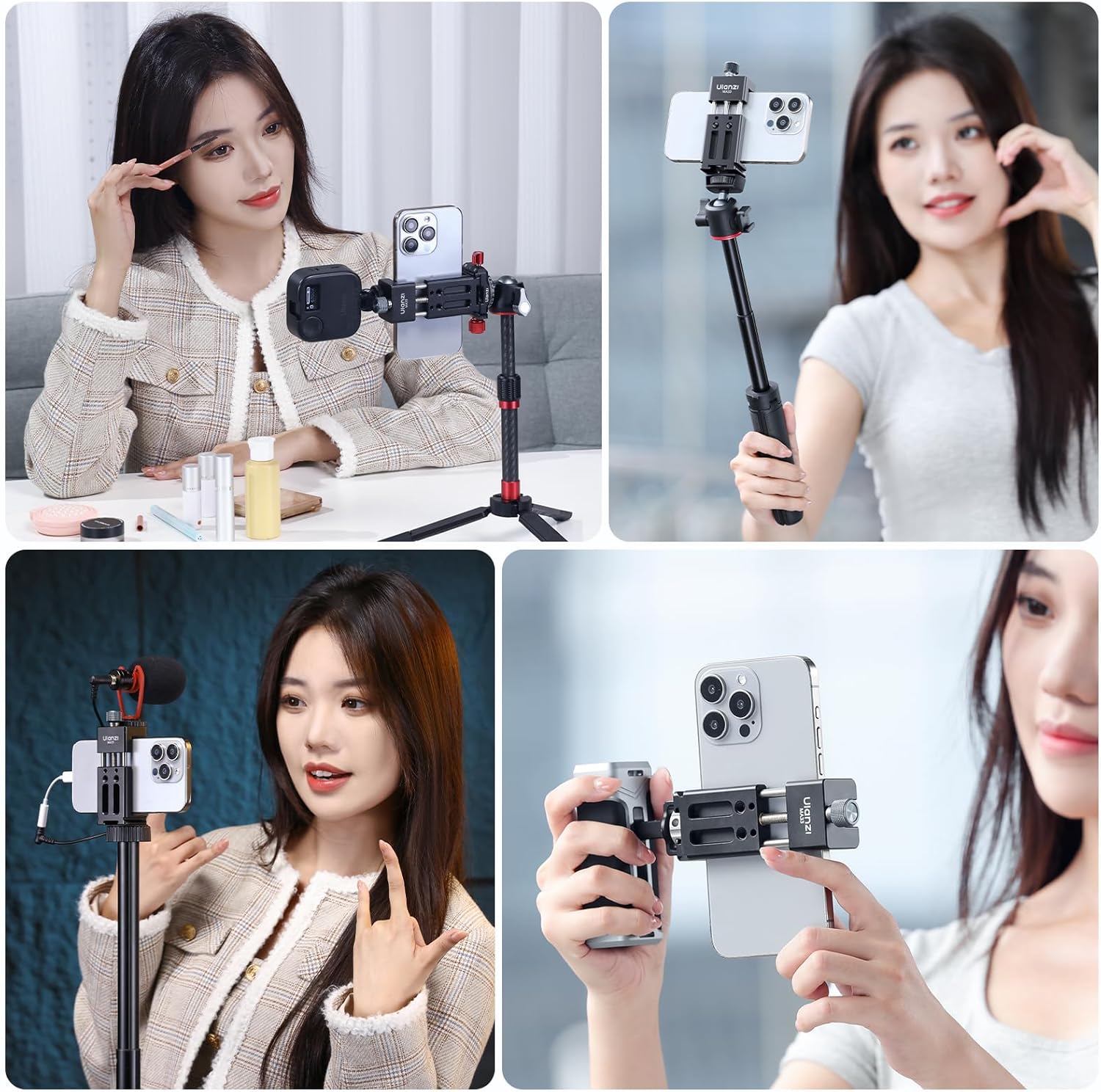 ULANZI MA33 Metal Phone Tripod Mount with Arca Port & 2 Cold Shoes, 360° Adjustable Smartphone Tripod Adapter Cell Phone Stand Holder Phone Clamp Suitable for iPhone 15 pro/14/13/12/Samsung