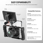 NEEWER Universal Camera Cage & Top Handle with 3/8" ARRI Locating Pins Kit, Video Rig Camera Stabilizer with Arca Type Base, Dual Handgrips, Compatible with SmallRig Accessories, CA016T