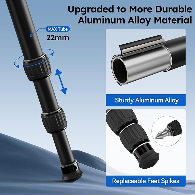 SIRUI Lightweight Mini Tripod, 1.9lbs Aluminum Desktop Table Tripod with Low-Profile Ball Head, Compact Design, 33lbs Load, 16.7" Max Height, for DSLR, Mirrorless Camera, Phone, Vlogging