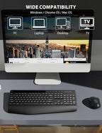 Wireless Keyboard and Mouse Combo 2 Pack - Full-Sized Ergonomic Keyboard with Wrist Rest, Phone Holder, Sleep Mode, Silent 2.4GHz Cordless Keyboard Mouse Combo for Computer, Laptop, PC, Mac, Windows