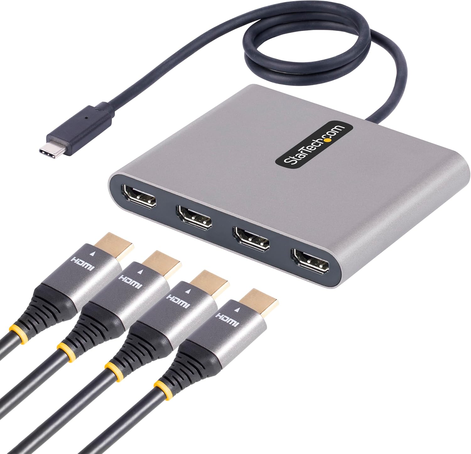 StarTech.com USB C to Quad HDMI Adapter, USB-C to 4x HDMI Monitor Converter for Windows, TAA (no support for macOS/ChromeOS/Linux)