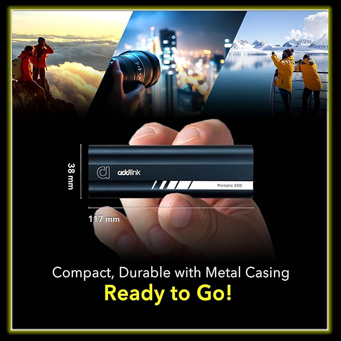 Addlink P21 2TB Portable External SSD, Up to 2,000MB/s Read, USB 3.2 Gen 2x2, Lightweight Storage for Photography, Video, Gaming and Fast backups, for PC Laptop Mac Windows Linux Android PS4 PS5