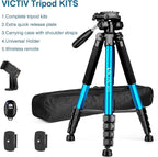 Victiv 72 inch Camera Tripod, Tall Tripod for Camera Cell Phone, Heavy Duty Camera Tripod Stand, Professional Aluminum Monopod, Compatible with Canon Nikon Sony DSLR Cameras - Blue