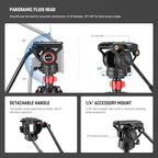 NEEWER 72" Fluid Head Video Tripod Monopod, Aluminum Alloy QR Plate Compatible with DJI RS Gimbal, 360° Pan & +90°/-70° Tilt for DSLR Camera Camcorder, Max Load 13.2lb/6kg, TP72A