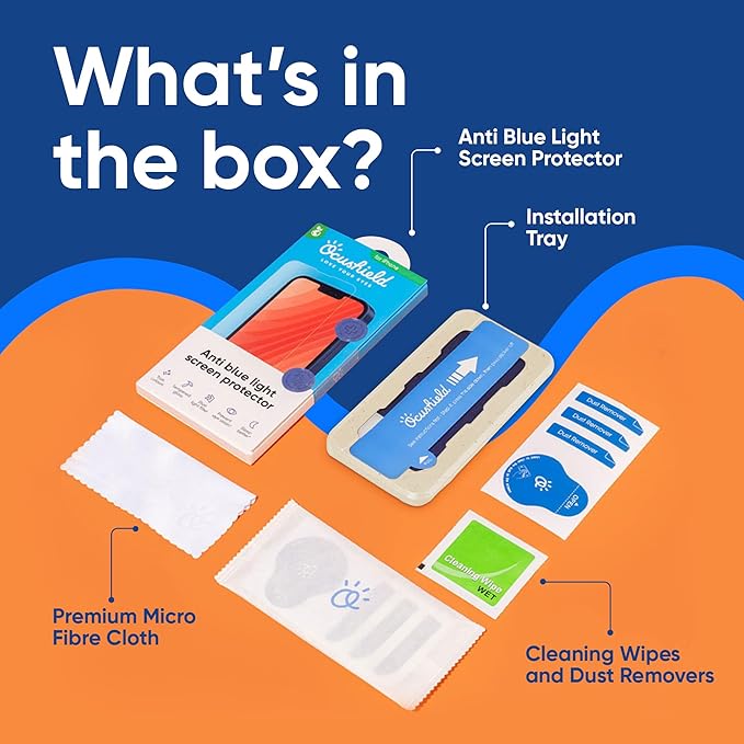 Ocushield Anti Blue Light Tempered Glass Screen Protector for iPhone 16 Pro (6.3") - Protect Your Eyes, Reduce Migraines & Improve Sleep