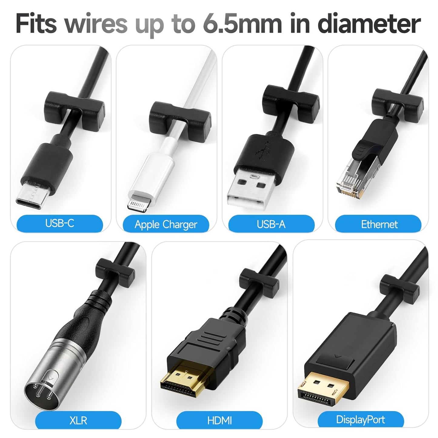 10 Pack Magnetic Cord Organizer Holder, Cable Clips - Strong Magnet Wire Management for Desk, Under Desk, Nightstand, Office, Car, Kitchen, Adjustable