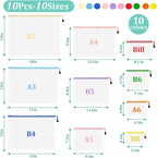 10pcs Mesh Zipper Pouch Bags, 10 Sizes Zipper Bags for Organizing, Mesh Bags with Zipper, 10 Colors Plastic Zipper Pouches, Puzzle Bags, Board Game Storage Bags, Travel Pouch