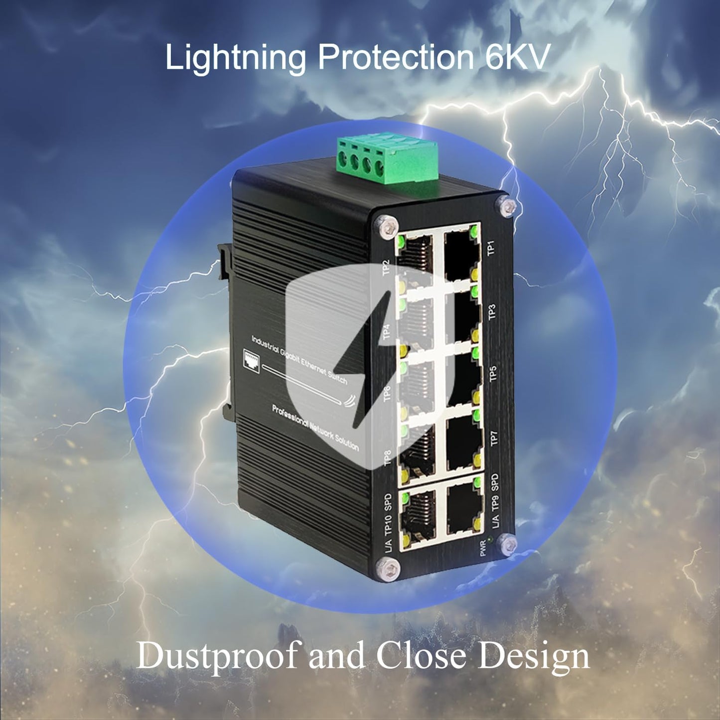 10-Port Gigabit Ethernet Switch,Industrial Design with Rugged Metal Case, Plug and Play, Full-Duplex Fast Ethernet Connectivity, Unmanaged Gigabit Switch, Compact Mini Size, Din-Rail or Wall Mount