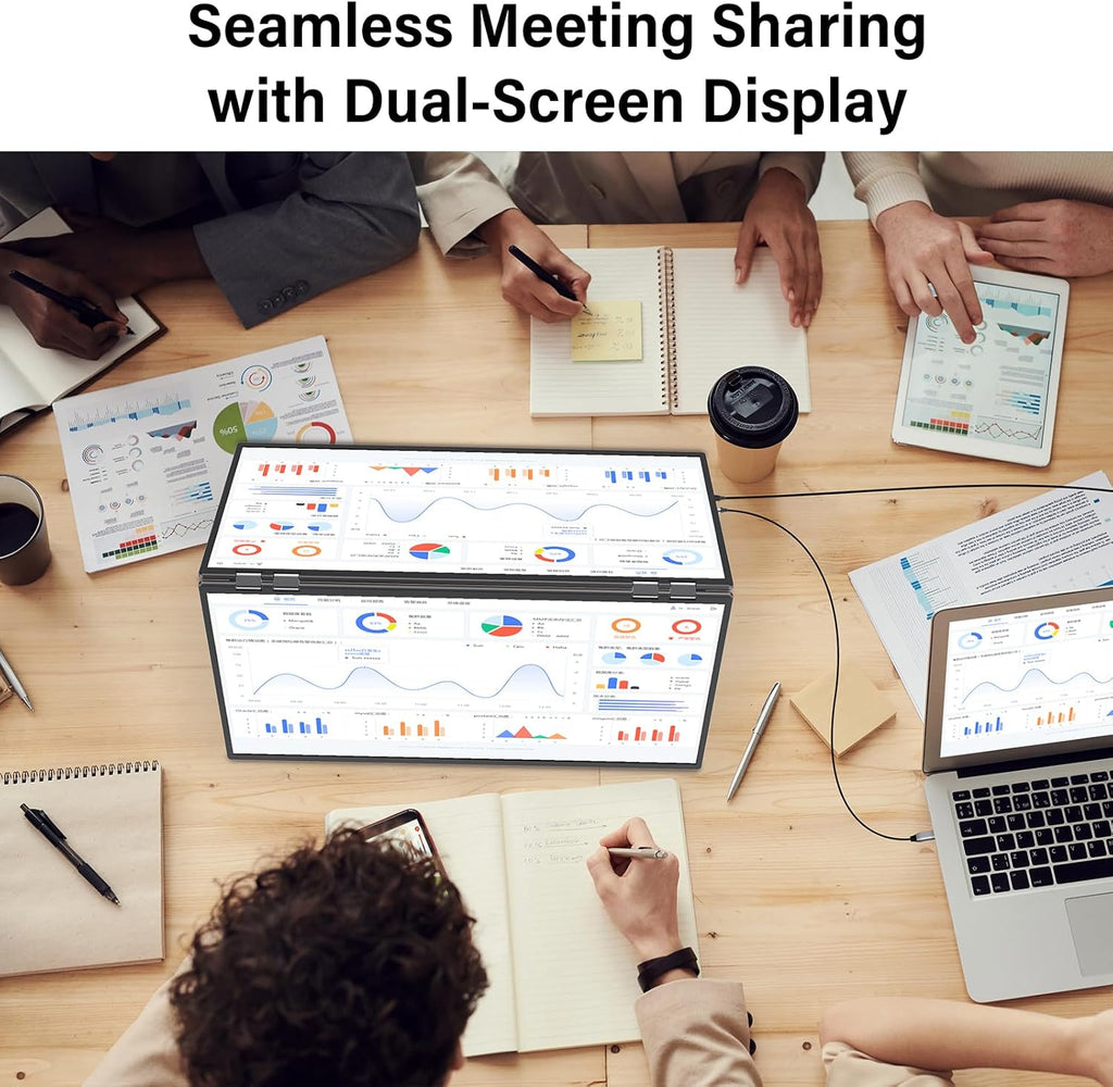 InnoView 23.8" FHD 100Hz Dual Monitor Built-in Speakers 315°Adjustable 100% sRGB Double Monitor Extendrer for Windows Mac w/HDMI Type-C Work Office Triple Monitors