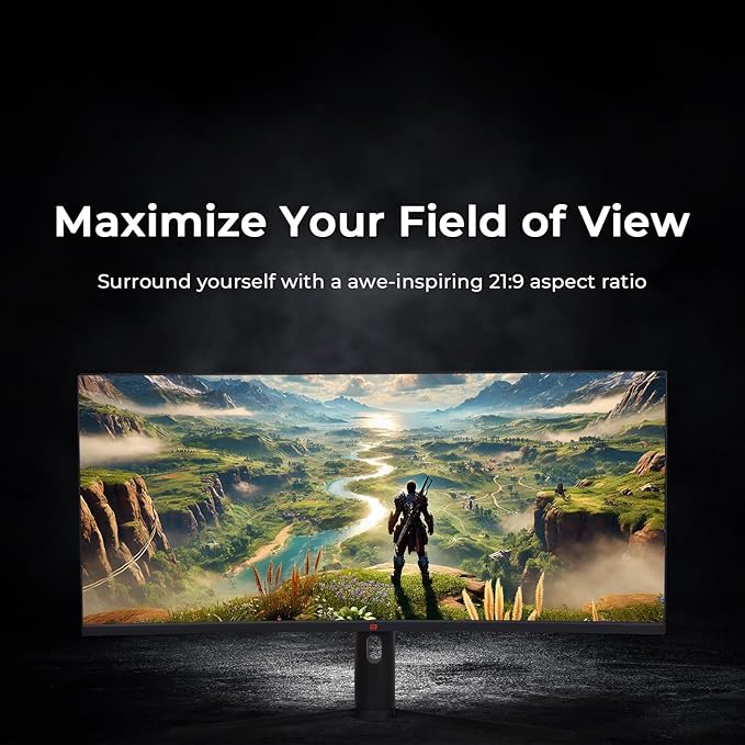 Deco Gear 34" 3440x1440 21:9 Ultrawide Curved Monitor, 180Hz, HDR10, 4000:1 Contrast Ratio, 99% sRGB, 16.7 Million Colors, Adaptive Sync, Blue Light Reduction