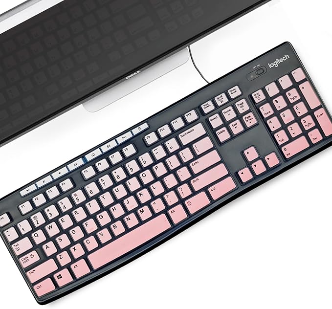 Keyboard Cover Silicone for Logitech K200 K260 K270, Keyboard Cover for Logitech K200 K260 K270 Ergonomic Wireless Keyboards, MK200 MK260 Keyboard Skin Waterproof Dustproof (Gradient Pink)
