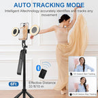 70.9" Auto Face Tracking Tripod 360° Rotation with Stand & Light, Phone Camera Holder Stand with Remote & Gesture Control, Extendable Selfie Stick for GoPro/Travel/Vlog/Video/Tiktok/Live Streaming
