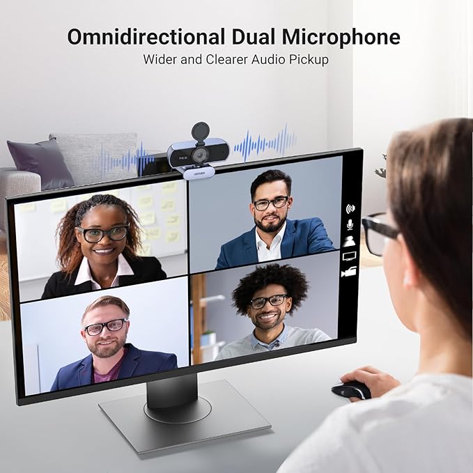 UGREEN 2K Webcam, Full HD 1080P Webcam for PC, Web Camera with Autofocus, Privacy Cover, Dual Noise Cancelling Mics, Computer USB Camera for Streaming, Conferencing, Calling, Zoom, Skype, Teams