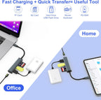 USB C SD Card Reader, Memory Card Reader with 60W PD Charger Adapter SD Card Adapter with SD/TF/USB 4 Ports for iPhone 15/16 iPad Pro MacBook Pro/Air iMac Android and More USB-C Devices