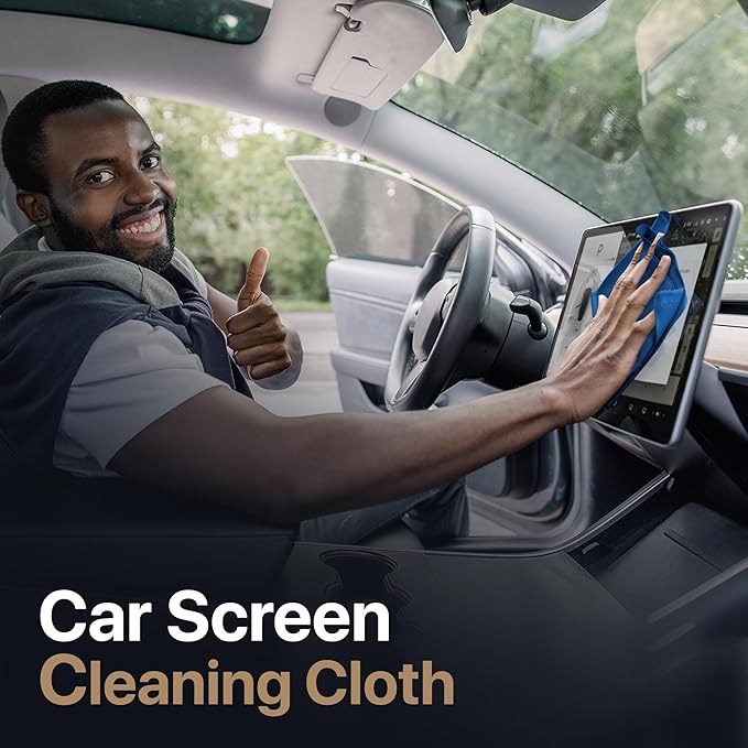 Kuzy 3 Pack Premium Microfiber Cleaning Cloth - Large Reusable Cloth for Glasses, Screens, MacBook Laptops, TVs, and Electronics - Scratch-Free, Lint-Free Cleaner, 3 Pack - Navy Blue