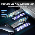 1TB External SSD USB Flash Drive Up to 2000MB/s USB 3.2 Gen2, 2-in-1 Dual USB Drive Type-C, Memory Stick Solid State Thumb Drive for iPhone 15/16 Pro/Android/Windows/MacPC/Laptops