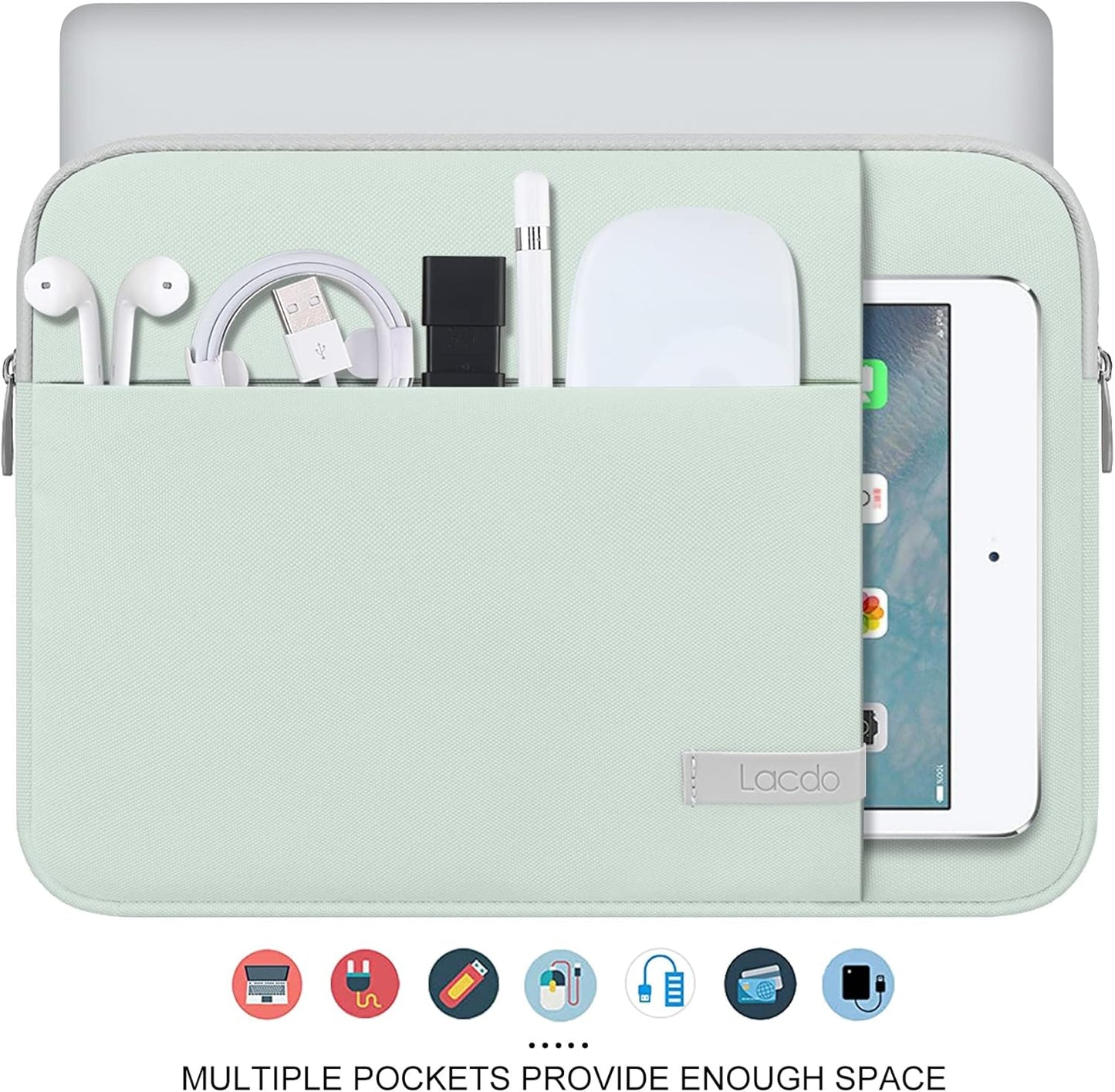 Lacdo 15-15.6 Inch Laptop Sleeve Case for Acer HP Lenovo Dell ASUS Laptop, Acer Aspire 15, HP Pavilion/Envy 15, Dell Inspiron/Latitude 15, Lenovo IdeaPad 15, ASUS ZenBook 15 Computer Bag, Green