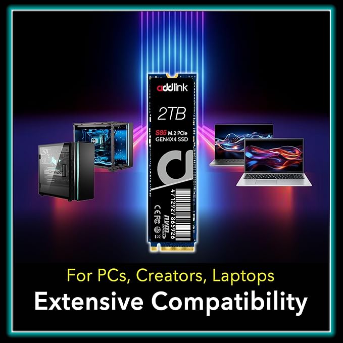 Addlink S85 2TB M.2 PCIe NVMe Gen4 Memory Expansion SSD, Speed Up to 6000 MB/s, Internal Solid State Drive with HMB Technology for Laptop, Gaming and Creators