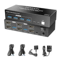 Dual Monitor HDMI KVM Switch, 2 Computers 4K60Hz Dual Monitor KVM Switches for Dual PC or Laptops,4 USB 3.0 Ports Support Extended/Copy Mode with DC 12V Adapter&Wired Controller