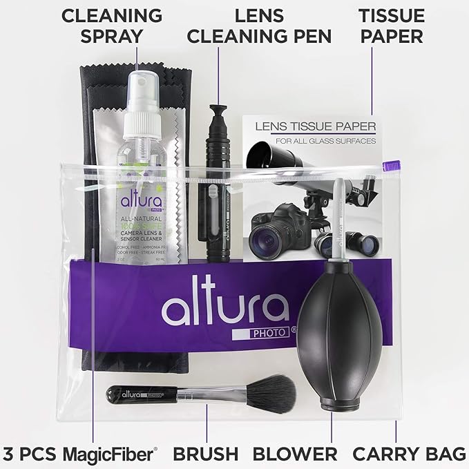 Altura Photo Professional Camera Cleaning Kit for DSLR & Mirrorless Cameras and Sensitive Electronics Bundle - Camera Accessories Kit with Altura Photo 2oz All Natural Cleaning Solution