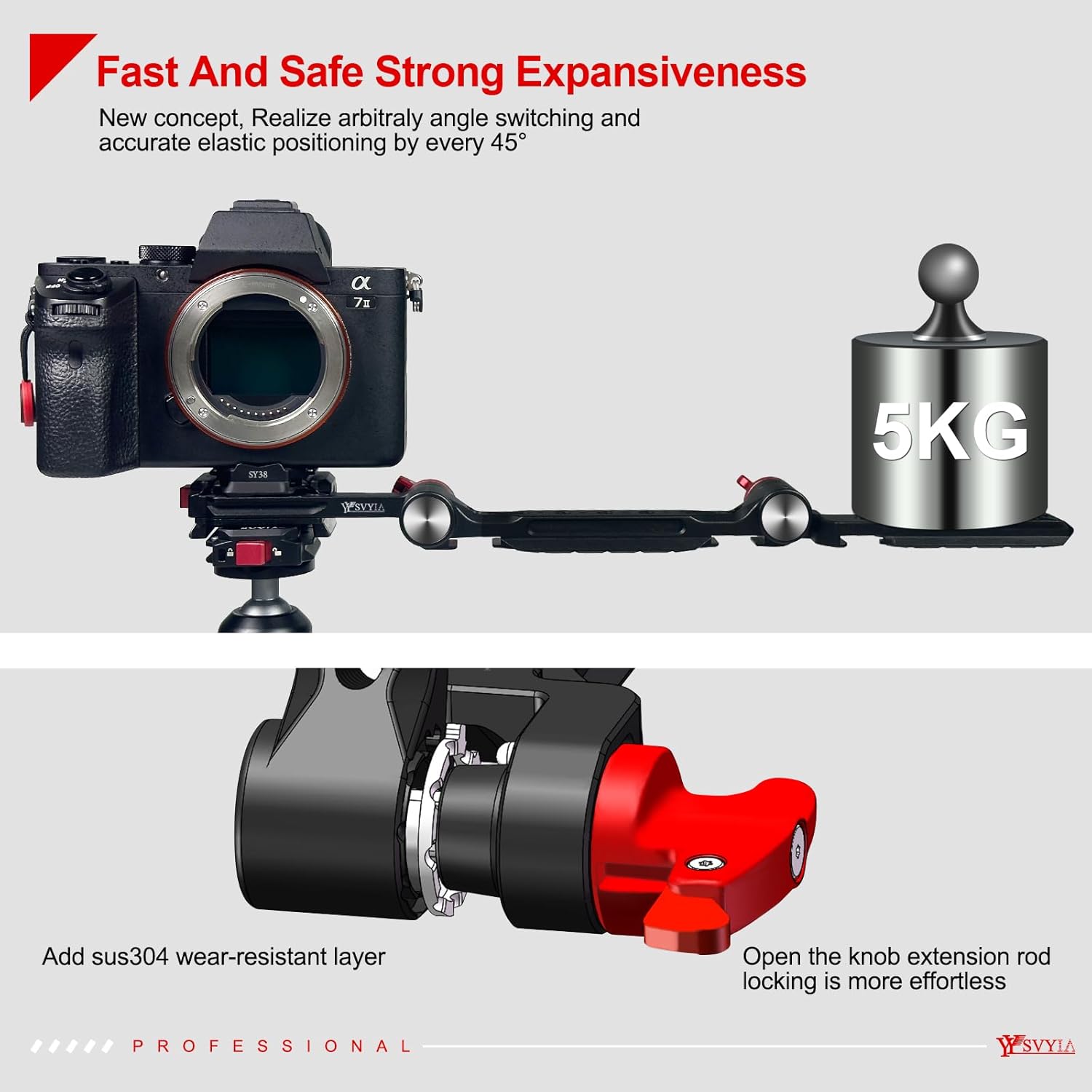 SY38 Camera Quick Release Foldable Half Cage,Camera Cage Compatible with SY22 SY38 SY50 Quick Release System,Compatible Arca and 38mm 50mm Bayonet and Tripod on The Market,V3802