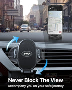 YRU Car Phone Holder [2025 Upgraded Metal Hook Clip], Phone Holders for Your Car [No Fear of Bumps] Air Vent Cellphone Mount Widely Compatible with iPhone16 15 14 13 12 Samsung Android, Black