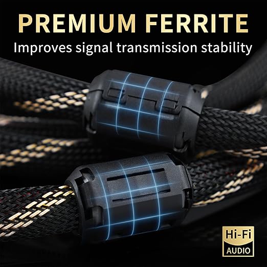 10 AWG Audiophile HiFi Speaker Audio Cable–4N OFC Core,24K Gold-Plated Banana Plugs with Nylon Braid,Compatible with Amplifier,Speakers,AV Receiver & Home Theater(9.84ft/3m) 2-Pack