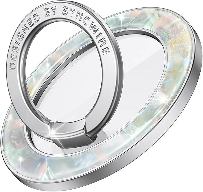 Syncwire Magnetic Phone Grip for MagSafe, Colorful Shell Magnetic Phone Ring Holder, 360° Rotation Floating Effect Cell Phone Ring Stand MagSafe Ring for iPhone 16 Pro Max 15 14 13 &All- Pearly Luster