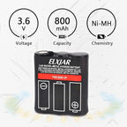 (2-Pack) 3.6V 800mAh Ni-MH Battery Replacement for Motorola PMNN4477AR T200 T400 T500 T800 T600 T62 T82 T92 T260 T265 T801 T460 T465 T480 Walkie Talkies