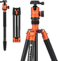 Fotopro 68" Camera Tripod for DSLR, Heavy Duty Compact Travel Tripod with Ball Head, Detachable Monopod with Quick Release Plate and Bag, Load up to 12KG/26.5lbs(Orange)