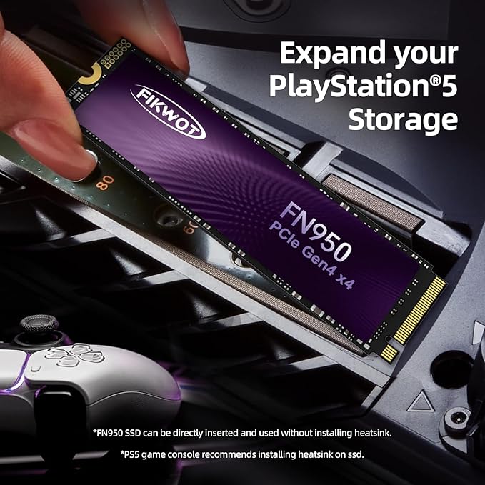 FN950 1TB NVMe SSD M.2 2280 PCIe Gen4x4, Up to 5000MB/s, Internal Solid State Drive, Configure SLC Cache, Storage and Memory Expansion for PS5 Laptop Desktop