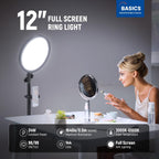 NEEWER Basics 12" 24W Large Ring Light with 68" Stand/Phone Holder/Remote for iPhone Video Recording Selfie Streaming Makeup Studio Photography, 3000K-6500K CRI98 Full Screen LED Panel Lighting, BR13