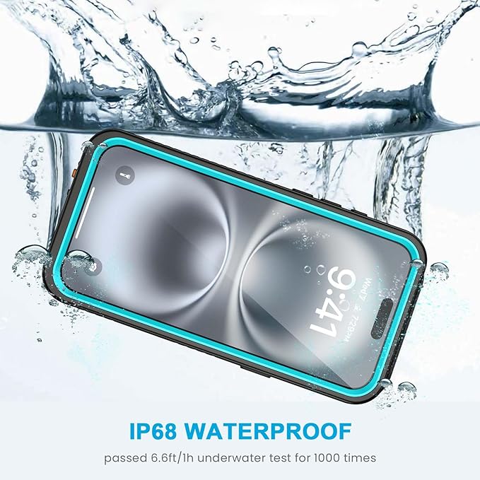 Lanhiem for iPhone 16 Plus Case, IP68 Waterproof Dustproof Shockproof Cases with Built-in Screen Protector, 360 Full Body Heavy Duty Rugged Phone Cover for iPhone 16 Plus - 6.7 inch (Blue)