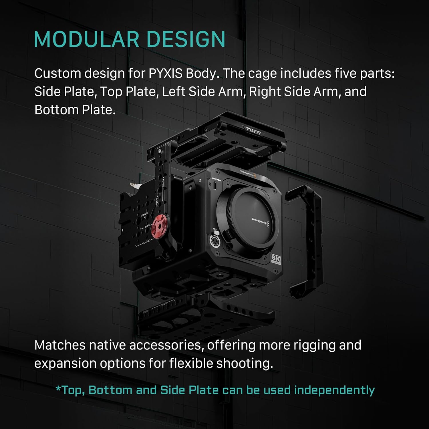 Tilta Camera Cage Pro Kit V-Mount Compatible with Blackmagic Pyxis 6K/12K| Full Cage, Top Handle, V-Mount Battery Plate, Side Plate, Bottom Plate, Universal 15mm Baseplate w/Rods, and Mini Tool