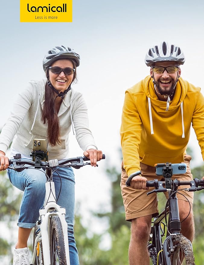 Lamicall Motorcycle Phone Mount Holder - [Camera Friendly] [1s Lock] Bike Phone Holder Handlebar Clamp, Bicycle Scooter Phone Clip, for iPhone 16 Pro Max, 15 14 13, Galaxy, 4.7-7" Phones, Orange