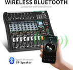 XTUGA 8 Channel Audio Mixer Sound Board Mixing Console, Audio Interface PC USB Bluetooth with 48V Phantom Digital Effect for DJ Live Recording Studio Karaoke(CT80)