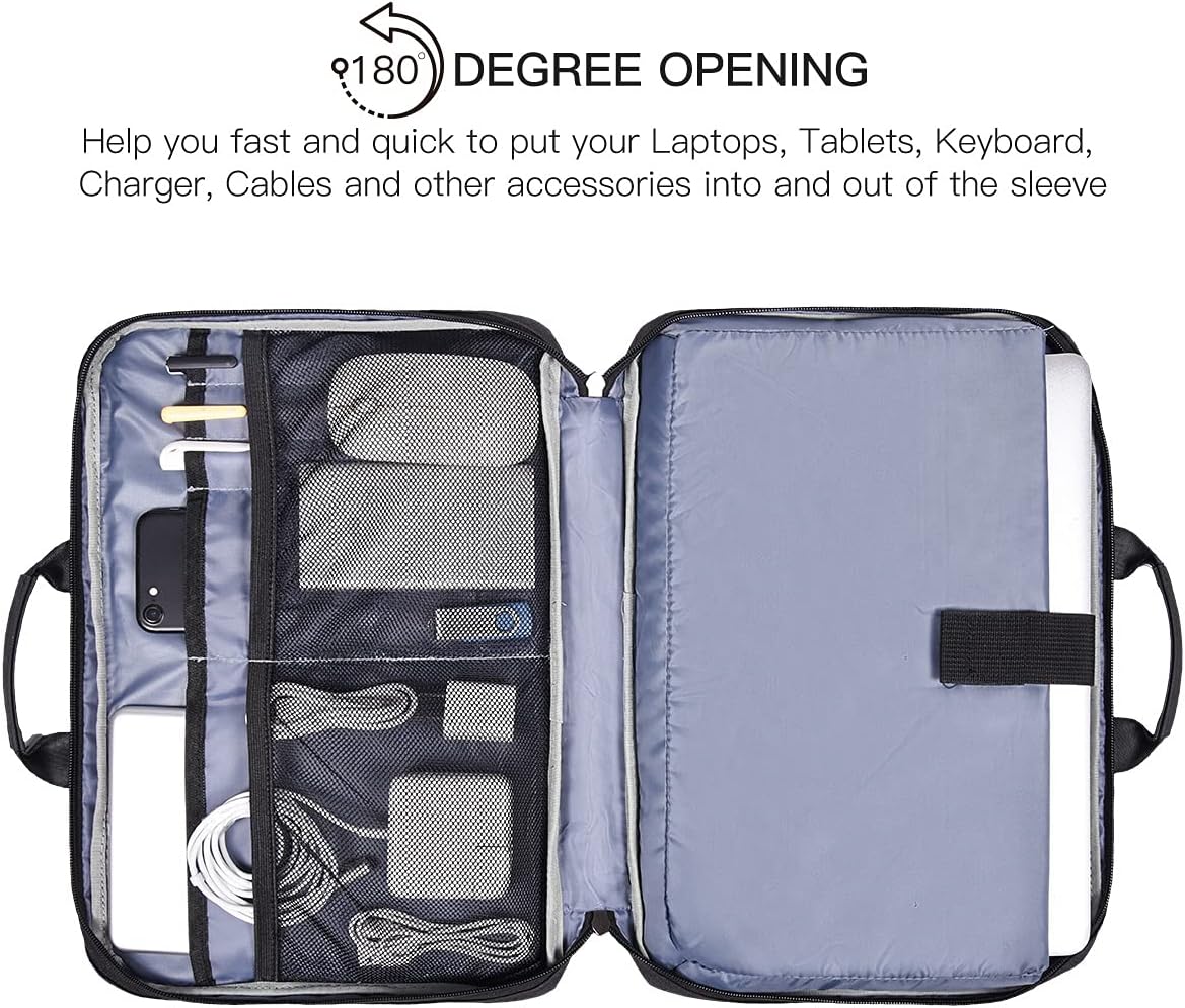 11.6-12.9 Inch Waterproof Laptop Bag Sleeve for Women Men Business Briefcase with Organizer for Acer Chromebook Spin 311, Lenovo Chromebook C330, Samsung Chromebook 4, HP ASUS Dell Surface Case, Black