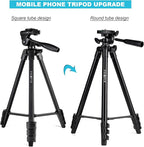 55" Phone Tripod, PHOPIK Aluminum Extendable Tripod Stand with Shutter, Carrying Bag, Compatible with iPhone/Android/Sport Camera&Insta 360 x5 Perfect for Video Recording/Selfies/Live Stream/Vlogging