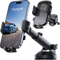 Lamicall Car Phone Holder Mount [3-in-1 Military-Grade Suction Cup] 360° Rotation Phone Holders for Your Car [Metal Hook] Cell Phone Car Mount Dashboard Vent Windshield Smartphone LeatherGrain
