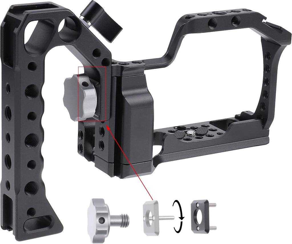 FocusFoto Camera Cage +Top/Side Handle Grip Kit, Aluminium Alloy Video Filmmaking Stabilizer Rig with Cold Shoe and 1/4" 3/8" Screw Mouting for Canon EOS M50 Mark II/M50/M5 Mirrorless Camera