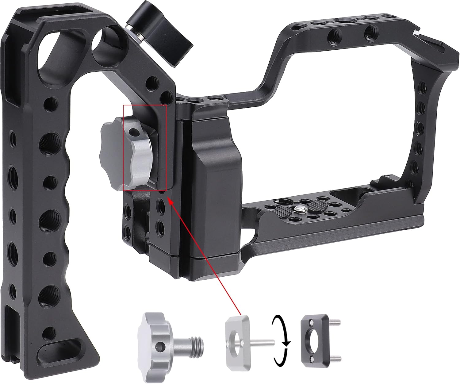 Hersmay For Canon M5 M50 II Cage with Top Handle, Camera Cage for Canon EOS M50 Mark II/ M50 /M5 Camera,Vlogging Video Shooting Filmmaking Rig Stabilizer with 1/4" Mounting and 3/8" Arri Locating Hole