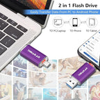 Thkailar 128GB USB C Flash Drive 3.1,USB C Thumb Drive 3.0 Up to 150MB/s Read USB Drive for iPhone 15,Android Phones,PC,MacBook,Laptop(Purple)