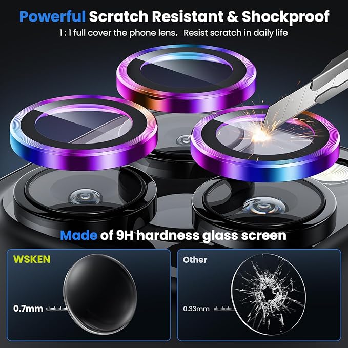 WSKEN for iPhone 16 Pro/iPhone 16 Pro Max Camera Lens Protector - [Original Shooting Model] Shatterproof Ultra HD Tempered Metal Glass Camera Screen Protector Cover Film Accessories