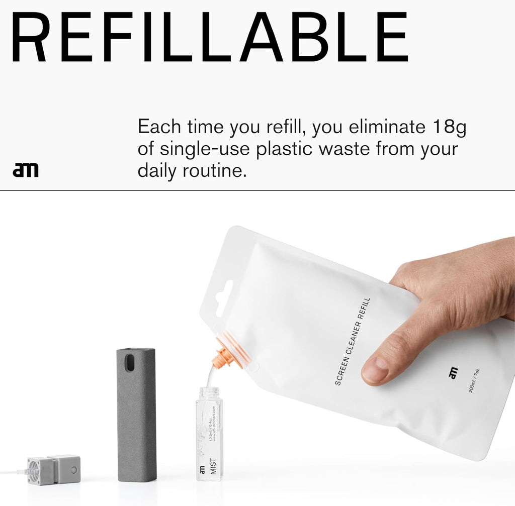 am Screen Cleaner Mist Spray with Microfiber Cloth Around – Alcohol-Free, Streak-Free Screen Cleaning Kit for Smartphones, Tablets, Laptops, Smart TVs & Car Screens, 1 Pack, Green