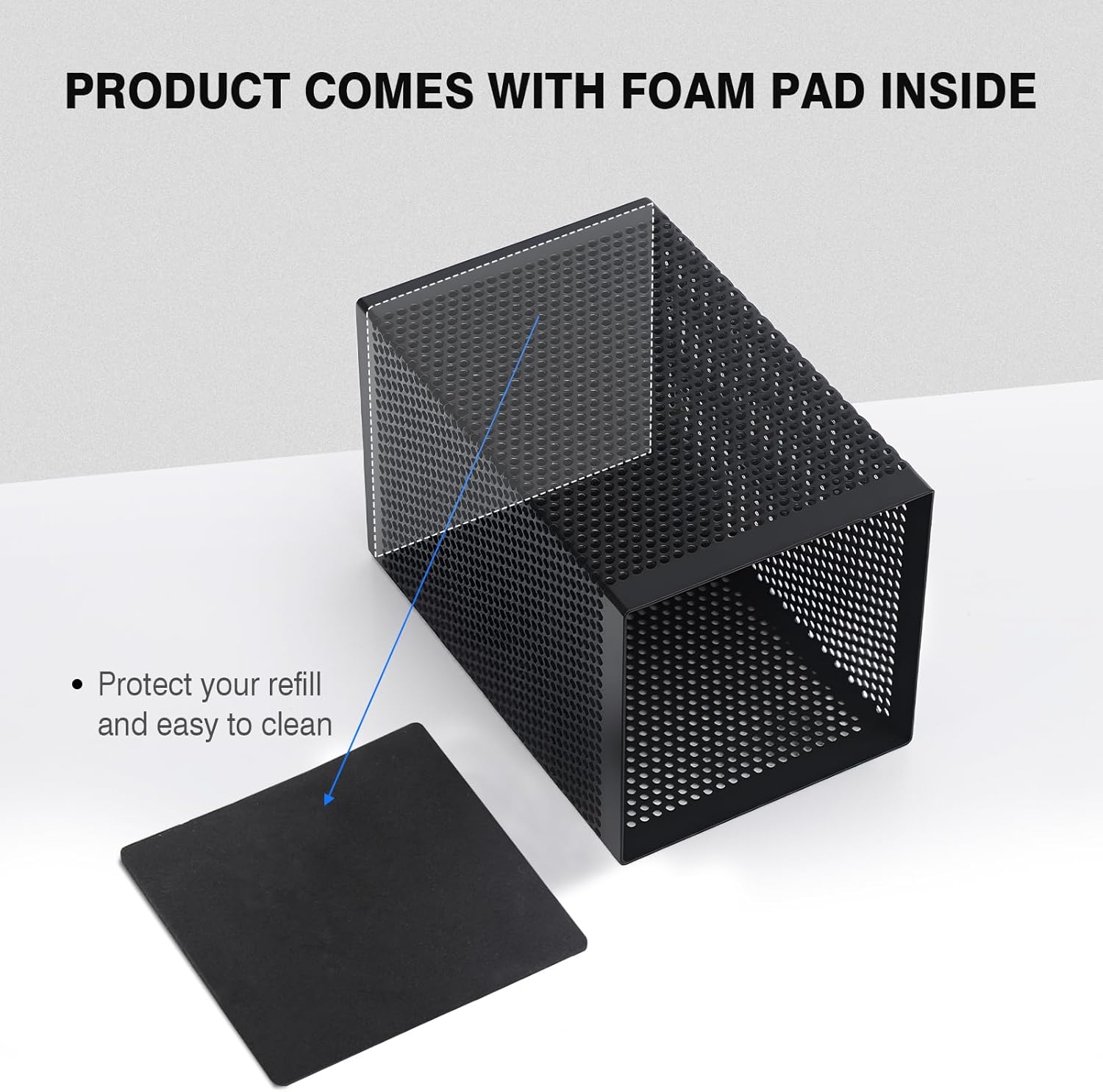 Comix Mesh Pen Holder Desk, Wire Pencil Holder with Foam Pad and Non-Slip Bottom Office Supplies Desk Organizer for Home Office School, 1 Pack