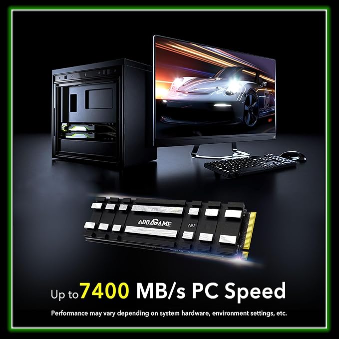 Addlink A93 2TB Storage Expansion for PS5 Console with Heatsink, Up to 7400mb/s, Gen 4 PCIe NVMe m.2 2280, SLC Cache Internal Solid State Drive(‎ad2TBA93M2P)