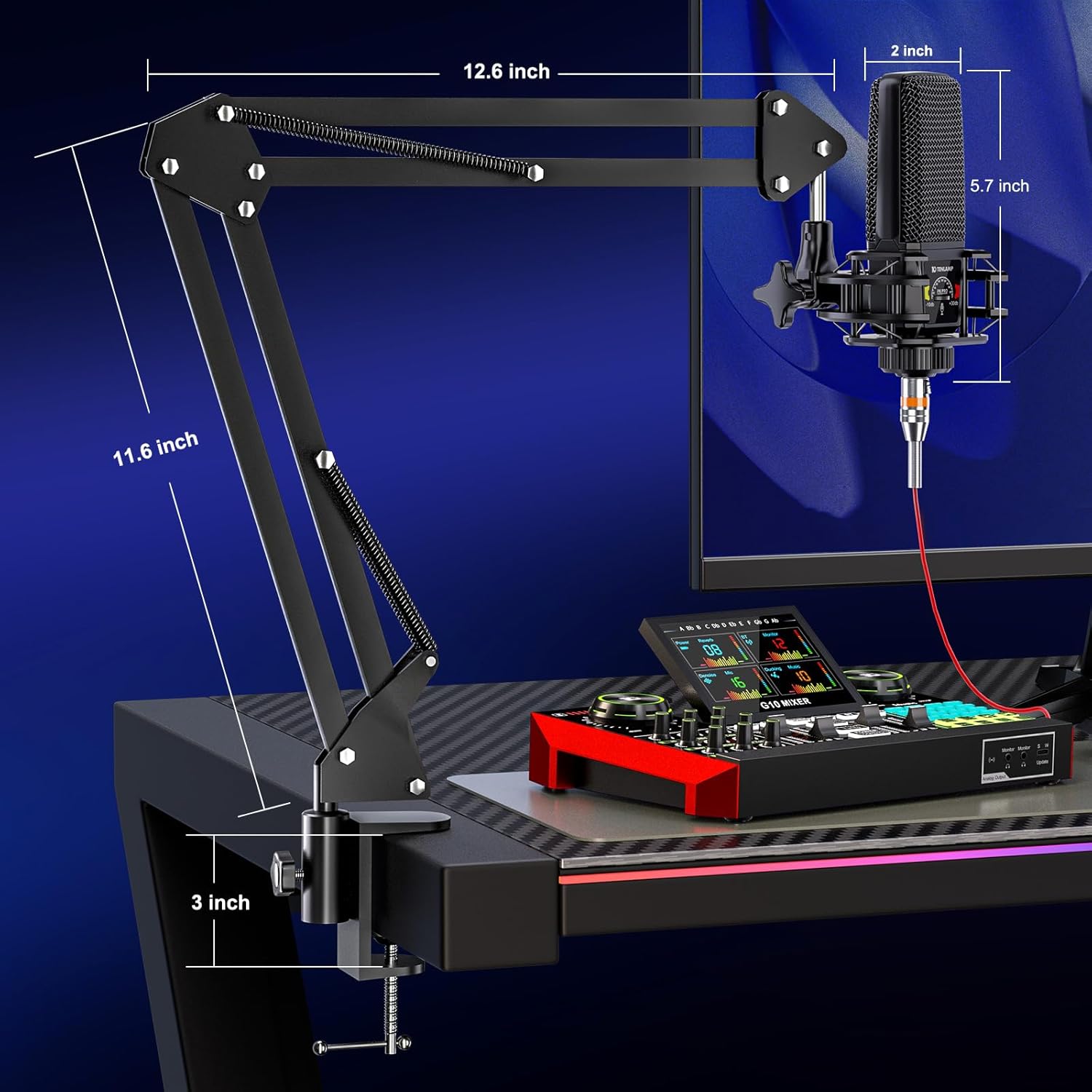 Podcast Equipment Bundle with 3.5mm Condenser Microphone for Pc/Phone Live Streaming Singing Gaming, Podcast Microphone Bundle with Live Sound Card Audio Mixer,Voice Changer, Denoise,DJ Sets