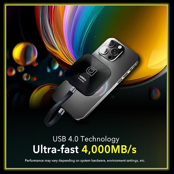 Addlink P30 2TB Magnetic Portable SSD, USB4 4000MB/s Compatible with Thunderbolt 4, ProRes 4K 120fps, PS5/PS4, MagSafe, Aluminum, for iPhone, PC, Mac, Android