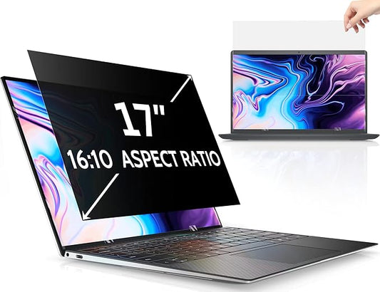 17 Inch Laptop Privacy Screen Compatible With Lenovo Hp Dell Acer Asus Thinkpad Xps, 16:10 Aspect Removable Anti Glare Blue Light Filter Protector, 17inch Computer Monitor Security Shield